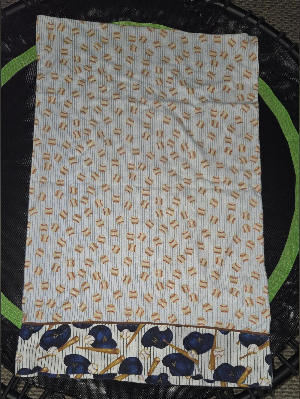 Baseball Print Pillowcase Cover with Navy Helmet Border